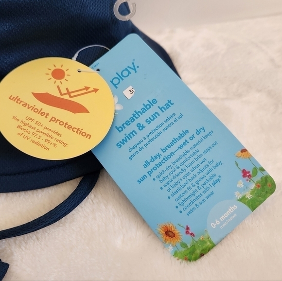 I Play Navy Blue Swim Sun Bucket Hat UPF 50+ Size 0-6 Months NWT - Picture 11 of 12